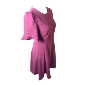 NWT DKNY Woman's Ruby Red Flounce Sleeve Knee Length  Fit & Flare Dress Size 6
